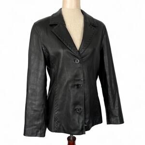 TIBOR Vintage Leather Jacket with Stitching Details